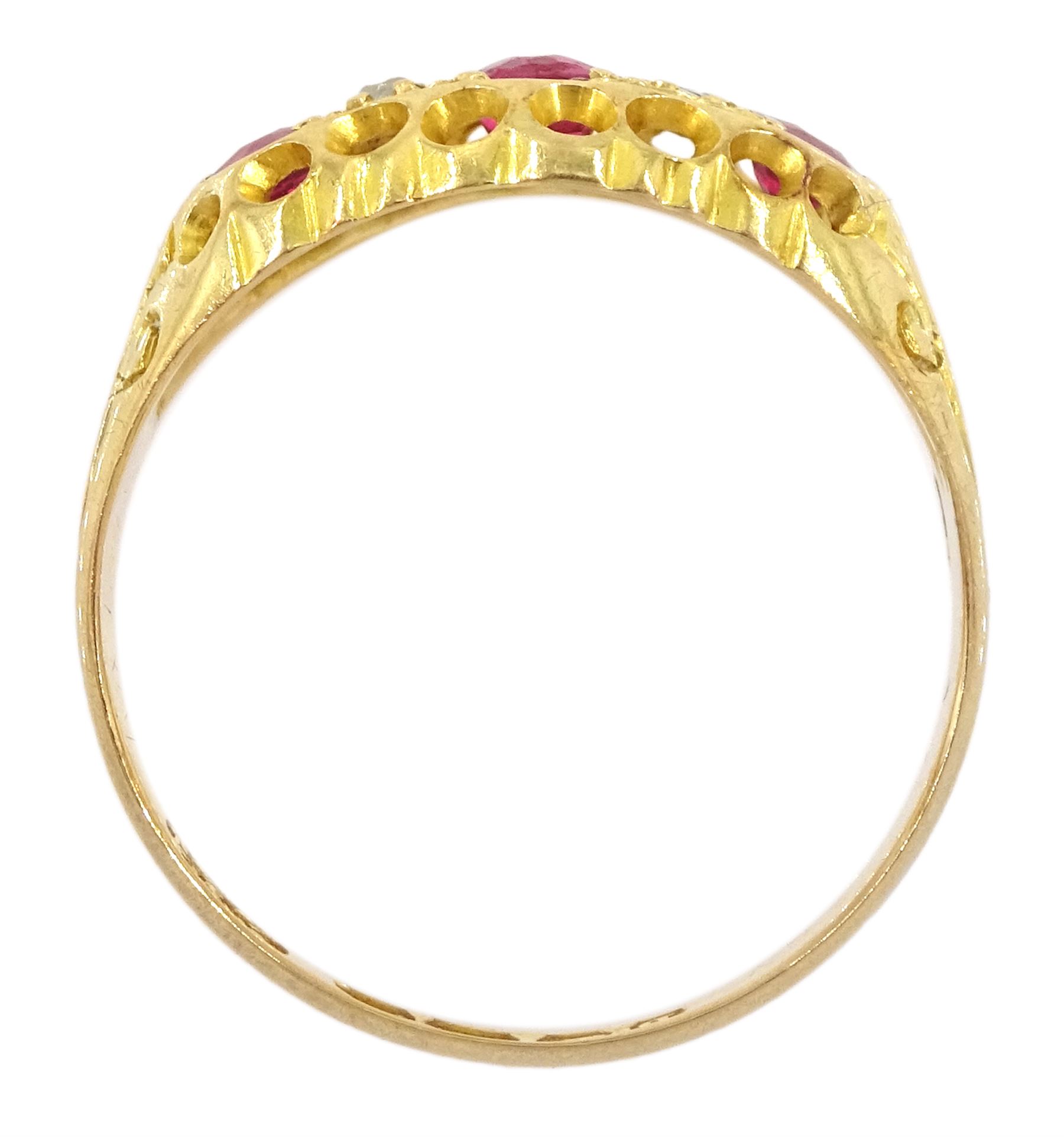 Early 20th century 18ct gold five paste and diamond ring, Birmingham 1915