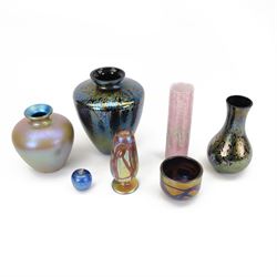 Royal Brierley iridescent glass vase of tapering form, together with another Royal Brierle...