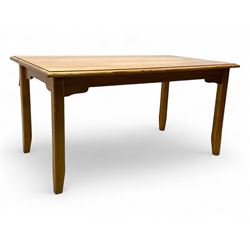 Laura Ashley - contemporary pine dining table, rectangular top with moulded edge, raised o...