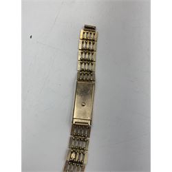 Blandford gentleman's 9ct gold quartz wristwatch, hallmarked import Sheffield 1991, lacks strap, Flying Scotsman full hunter pocket watch, Roamer keyless plated pocket watch, rolled gold watch bracelet and a 9ct gold sapphire and diamond cluster ring