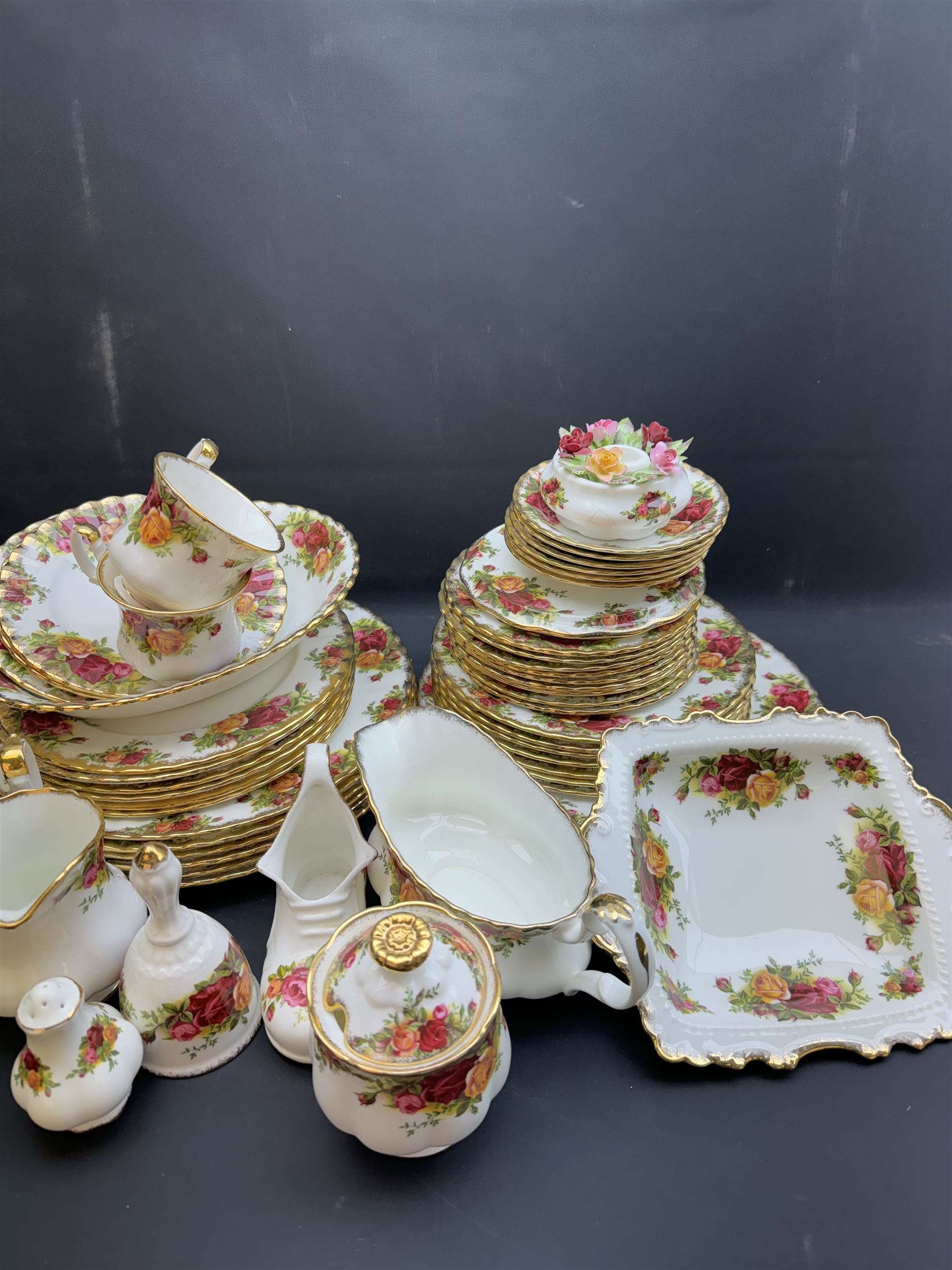 Royal Albert Old Country Roses pattern  coffee set and dinner service, including teapot, coffee pot, milk jug, ten dinner plates etc  