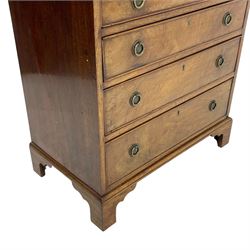 Small George III and later mahogany chest, moulded rectangular top over four graduating cock-beaded drawers, on bracket feet 