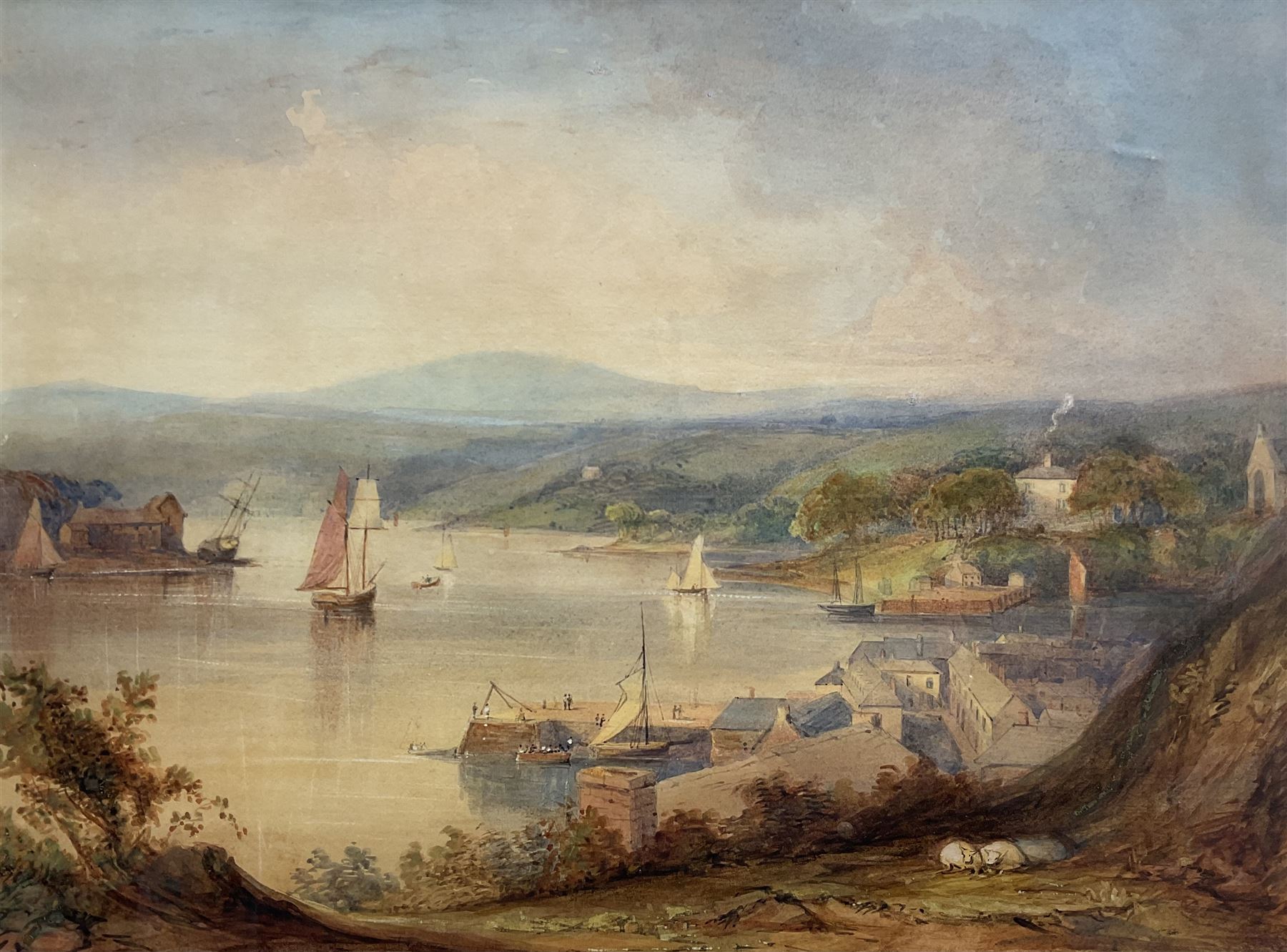 Peter de Wint OWS (British 1784-1849): Tranquil Harbour Scene, watercolour unsigned 36cm x 48cm