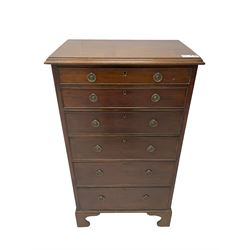 Georgian design mahogany pedestal chest, moulded rectangular top over six graduating cock-beaded drawers, on bracket feet