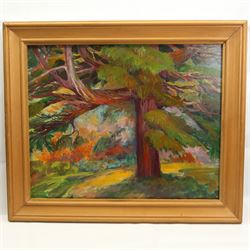 Joan Kisby (British 20th Century): Impressionist Forest Scenery, four large oils on board variously signed max 63cm x 49cm (4)