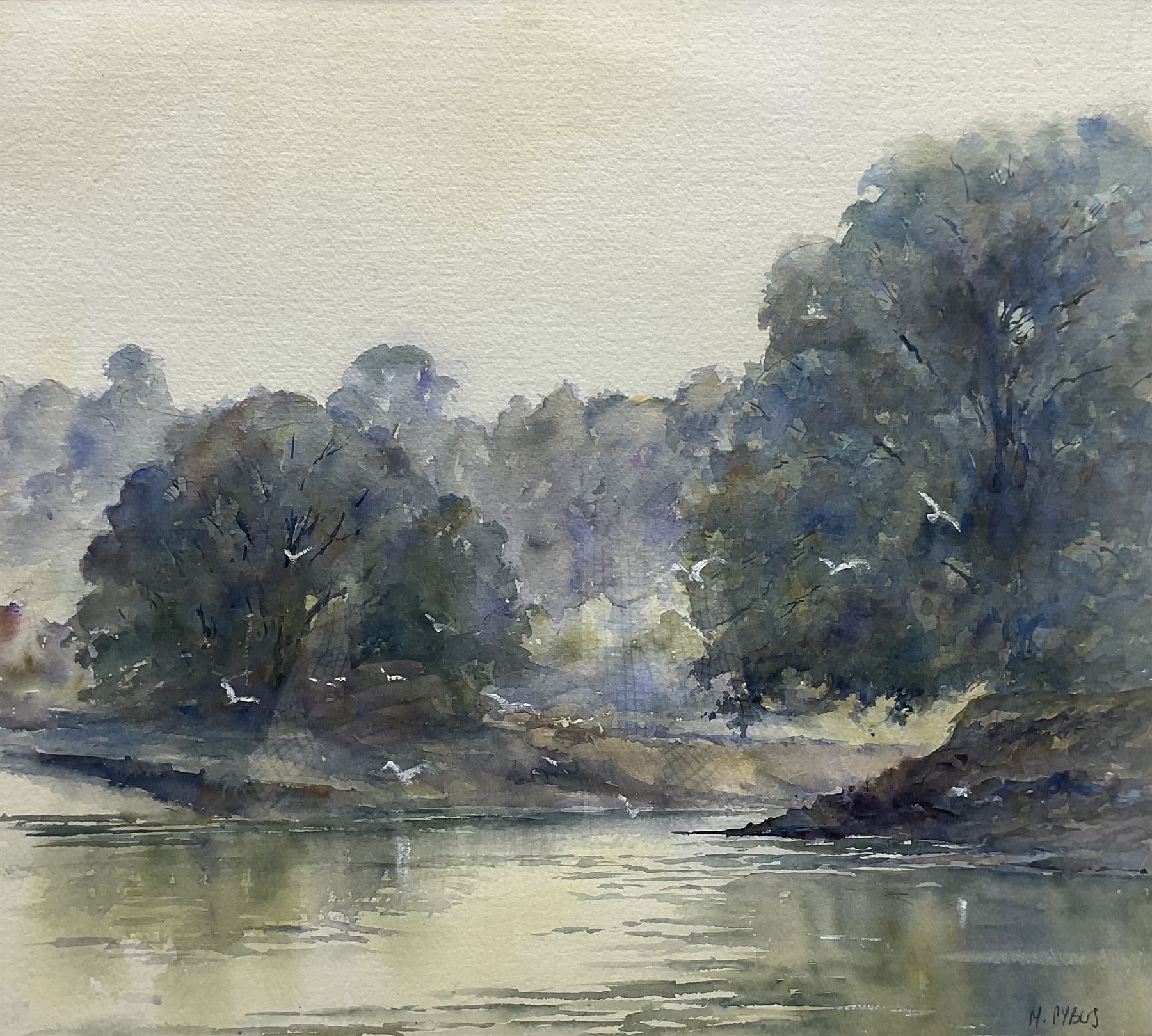 Christine M Pybus (British 1954-): River Landscape, watercolour signed 43cm x 49cm