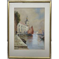 Arthur E Hayes (British 19th Century): Venetian Canals, pair gouaches signed 38cm x 26cm (2)