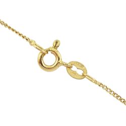 Early 20th century 14ct gold and platinum milgrain synthetic cabochon sapphire and old cut diamond pendant, on later 9ct gold trace link chain necklace