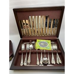 Canteen of cutlery for six, in a oak case, together with two other canteens 