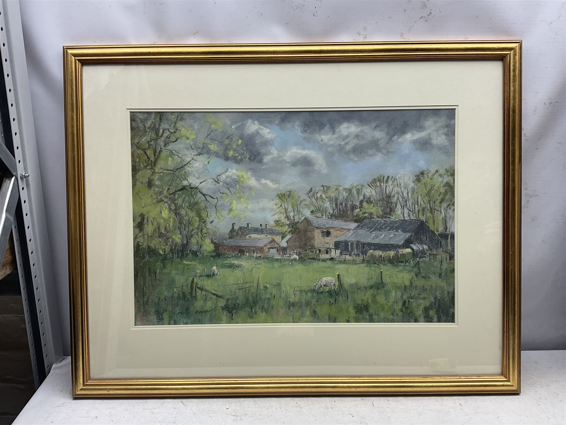 Angus Bernard Rands (Yorkshire 1922-1985): English Farmstead, pastel signed 39cm x 60cm 