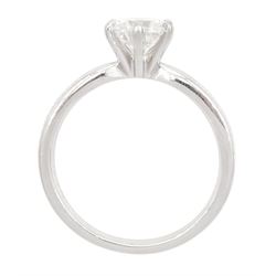 Platinum single stone round brilliant cut diamond ring, hallmarked, diamond approx 1.00 carat