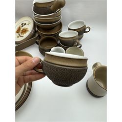 Denby Cotswold pattern, part tea and dinner service, including eight dinner plates, eight tea cups and saucers, serving dishes etc  