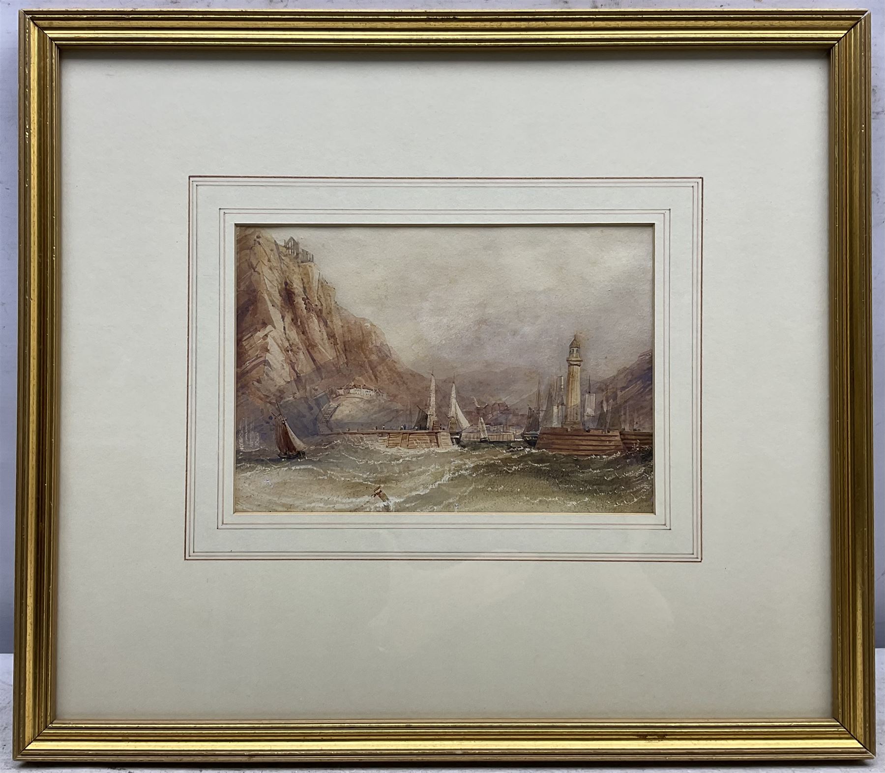 Henry Barlow Carter (British 1803-1867): Off Whitby, watercolour with scratching out unsigned 16cm x 23cm