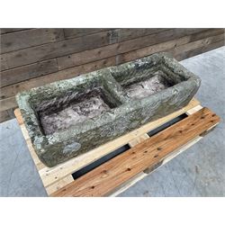 Large 19th century stone rectangular two division trough