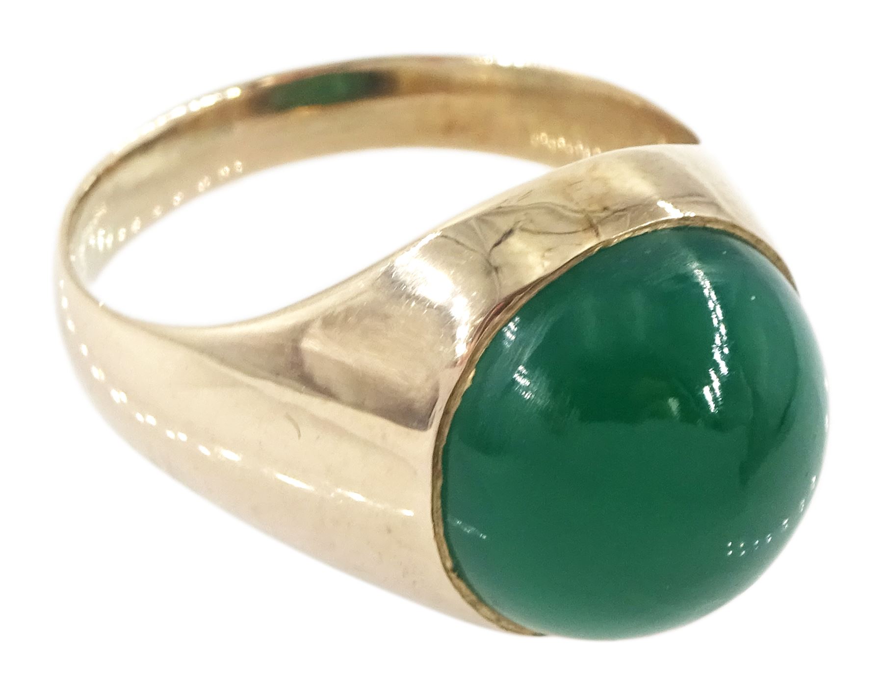 8ct rose gold single stone cabochon green agate ring