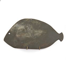 Egyptian greywacke or schist cosmetic palette, circa 3500-3200 B.C., carved in the form of...