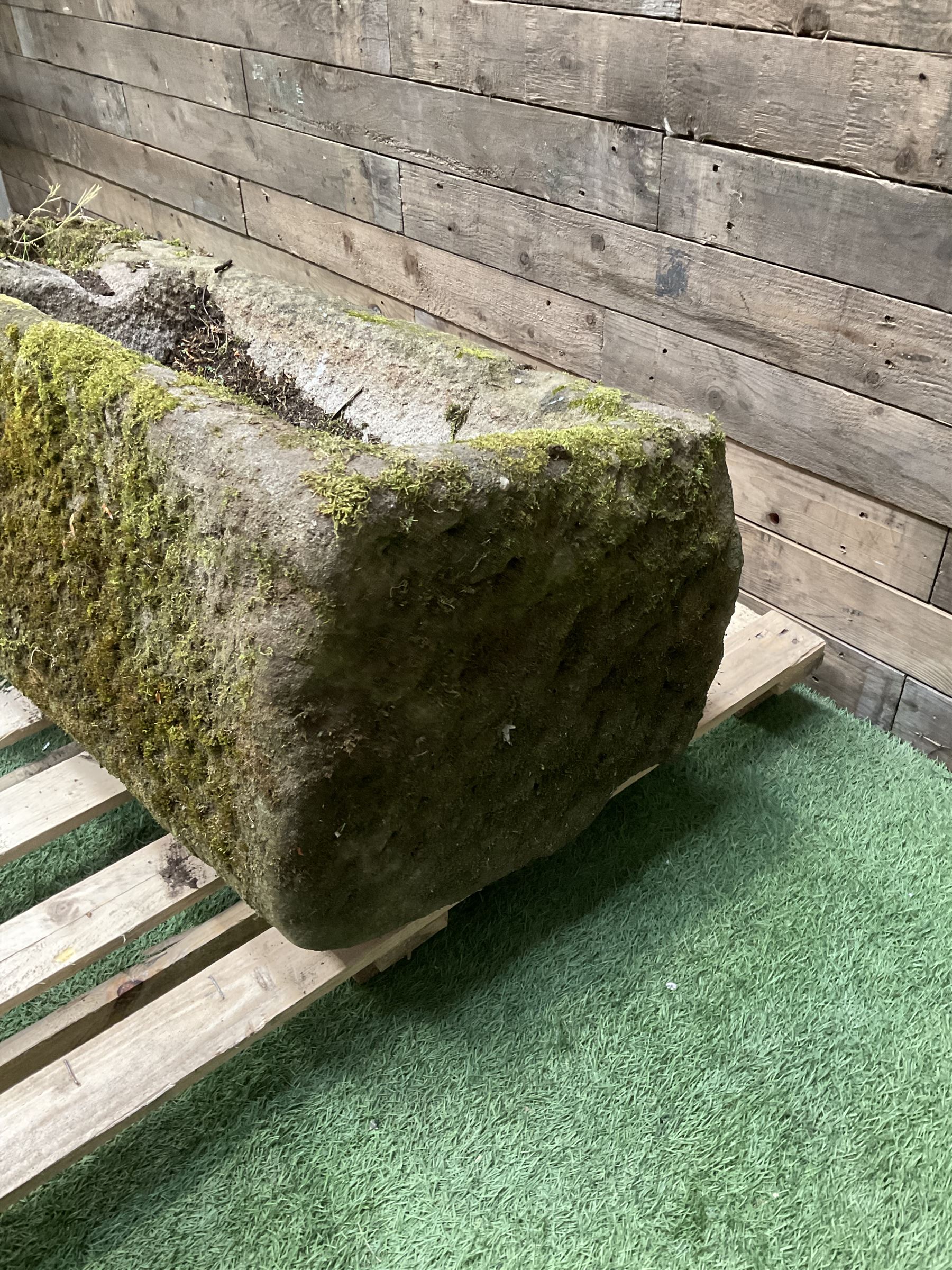 19th century rectangular stone trough, with small division - THIS LOT IS TO BE COLLECTED BY APPOINTMENT FROM DUGGLEBY STORAGE, GREAT HILL, EASTFIELD, SCARBOROUGH, YO11 3TX