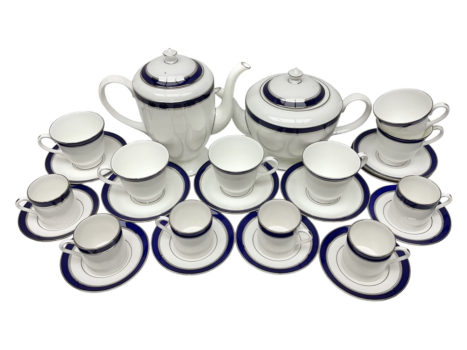 Royal Worcester Howard pattern tea and coffee service for six, comprising coffee pot, teapot, teacups and saucers and coffee cans and saucers (26)