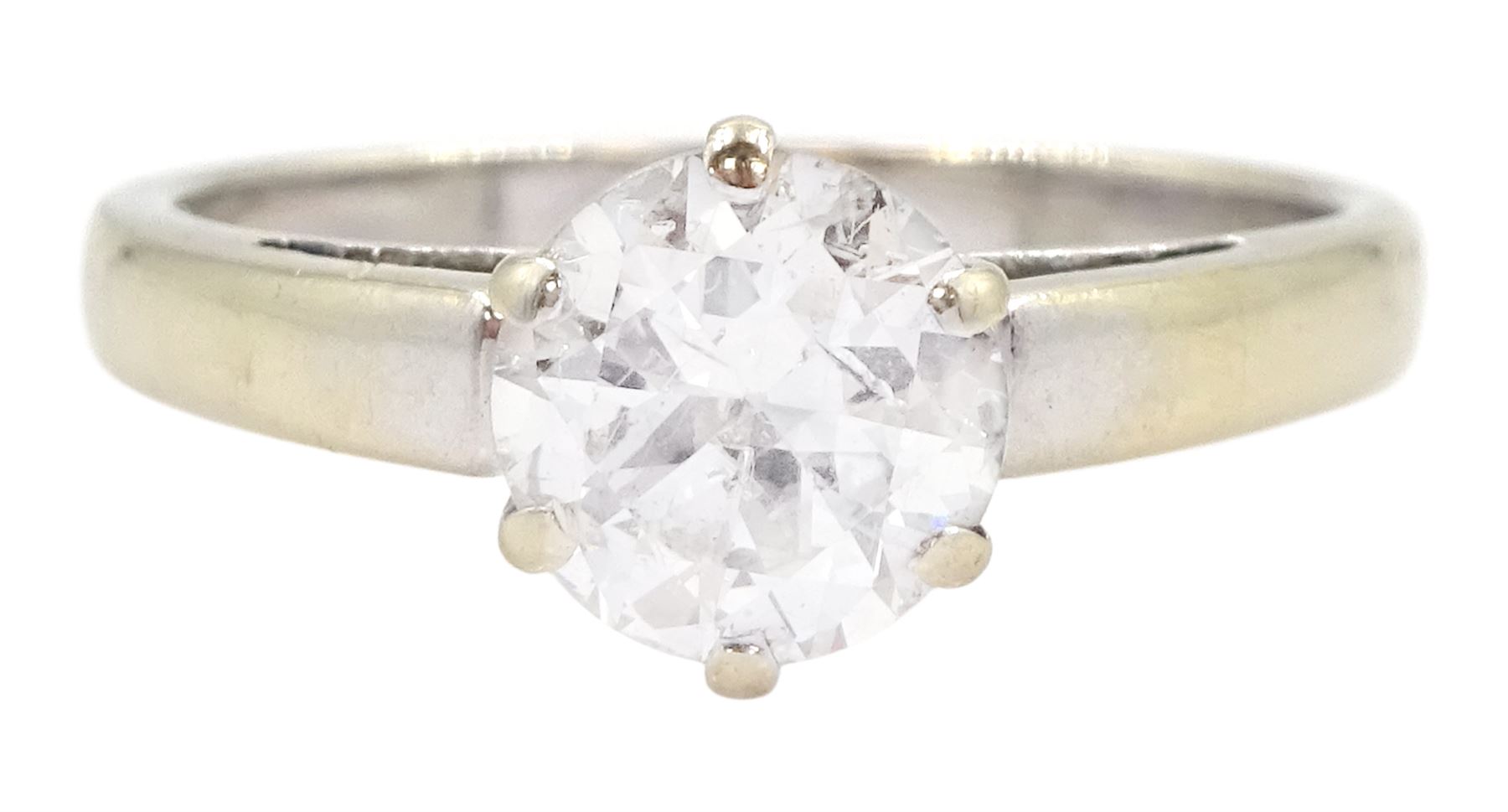 18ct gold single stone old cut diamond ring, diamond approx 1.10 carat