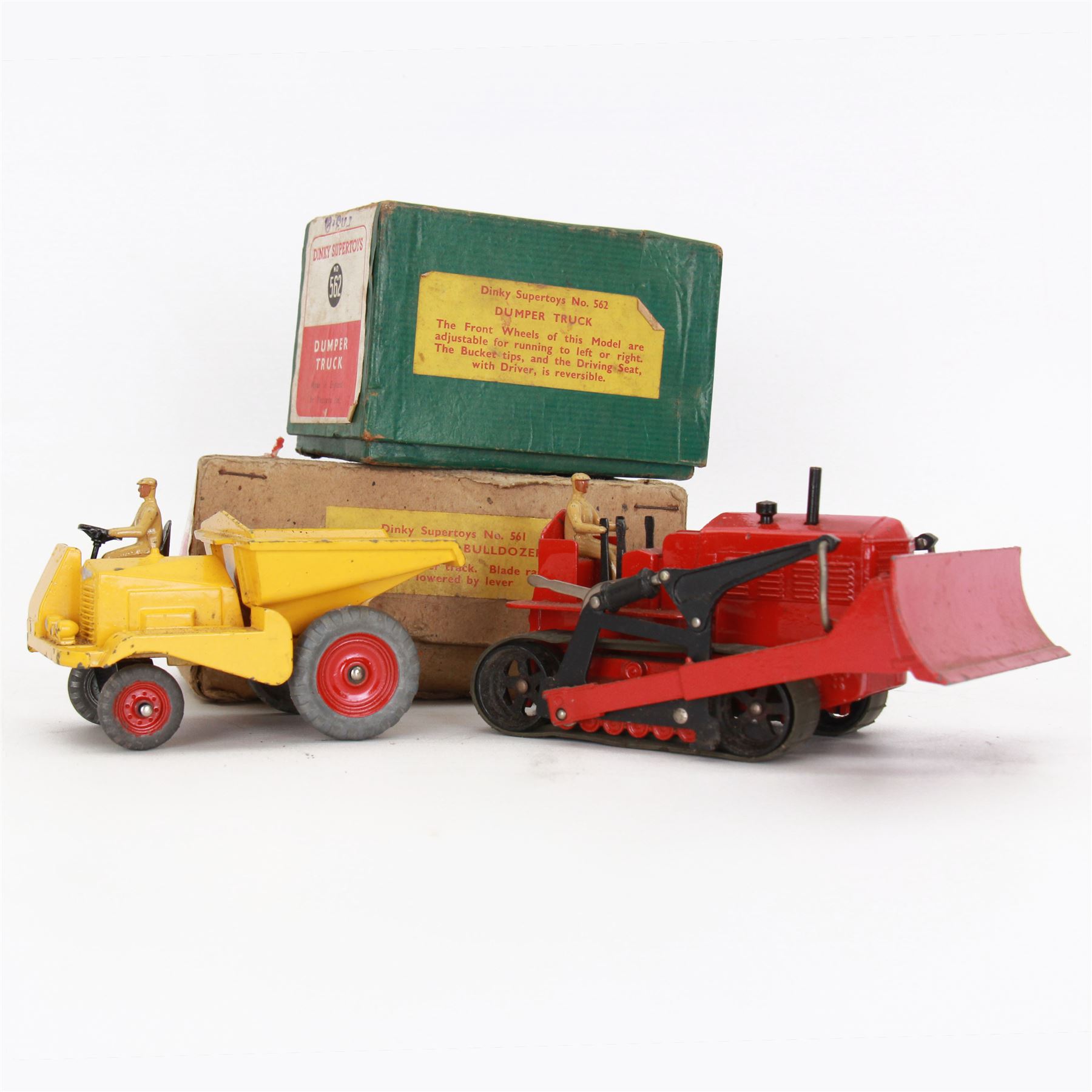 Two Dinky Supertoys models, comprising Blaw Knox Bulldozer no. 561 and Dumper Truck no. 562, both boxed 