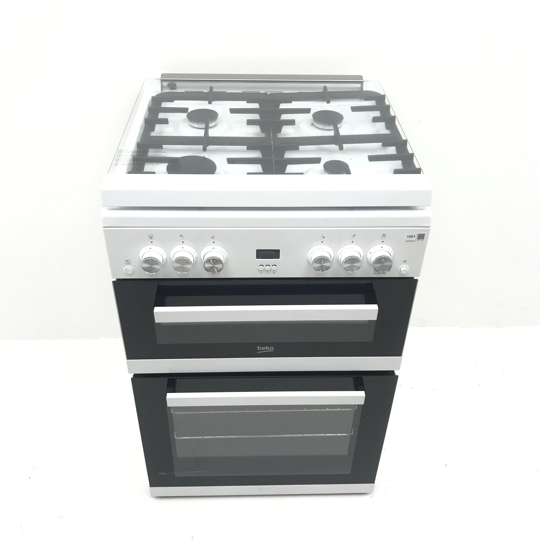 Beko EDG6L33W gas cooker with double oven, W60cm, H94cm, D61cm