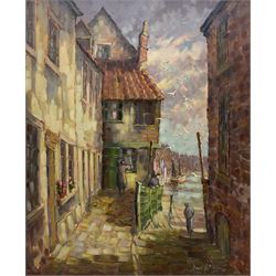 Donald Gray Midgely (British 1918-1995): Tin Ghaut Whitby, oil on board signed 54cm x 44cm