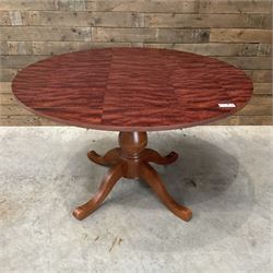 3 x rosewood extending square to round pedestal restaurant tables