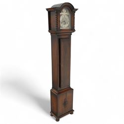 English 1950’s 8-day three train spring driven oak cased grandmother clock, with strike si...