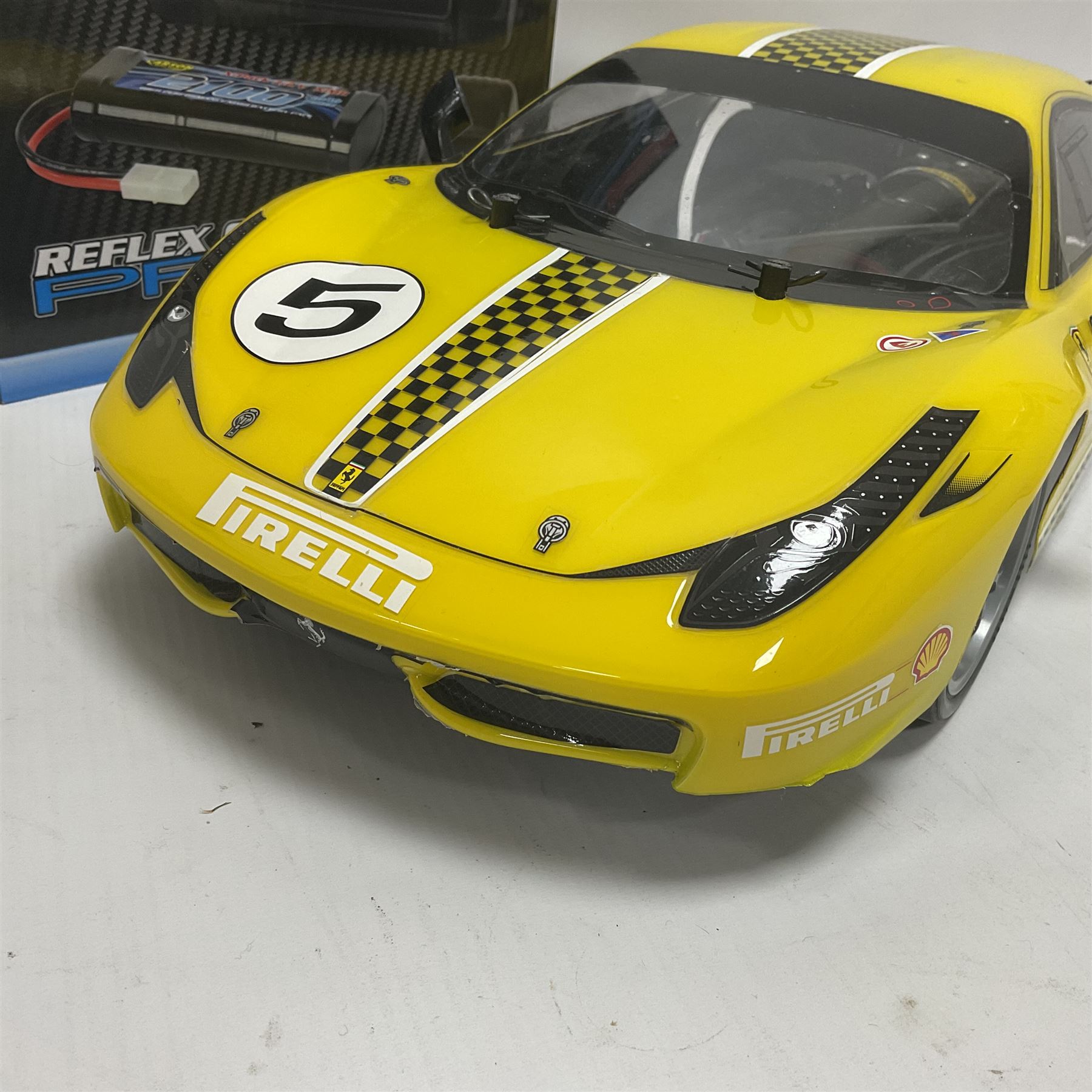 Tamiya Ferrari 458 Challenge radio controlled car with boxed Carson Relfex Stick Pro 3.1 Elektro Set 