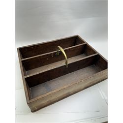 Georgian mahogany cutlery box, with three long divisions and brass carry handle, 43cm x 35cm