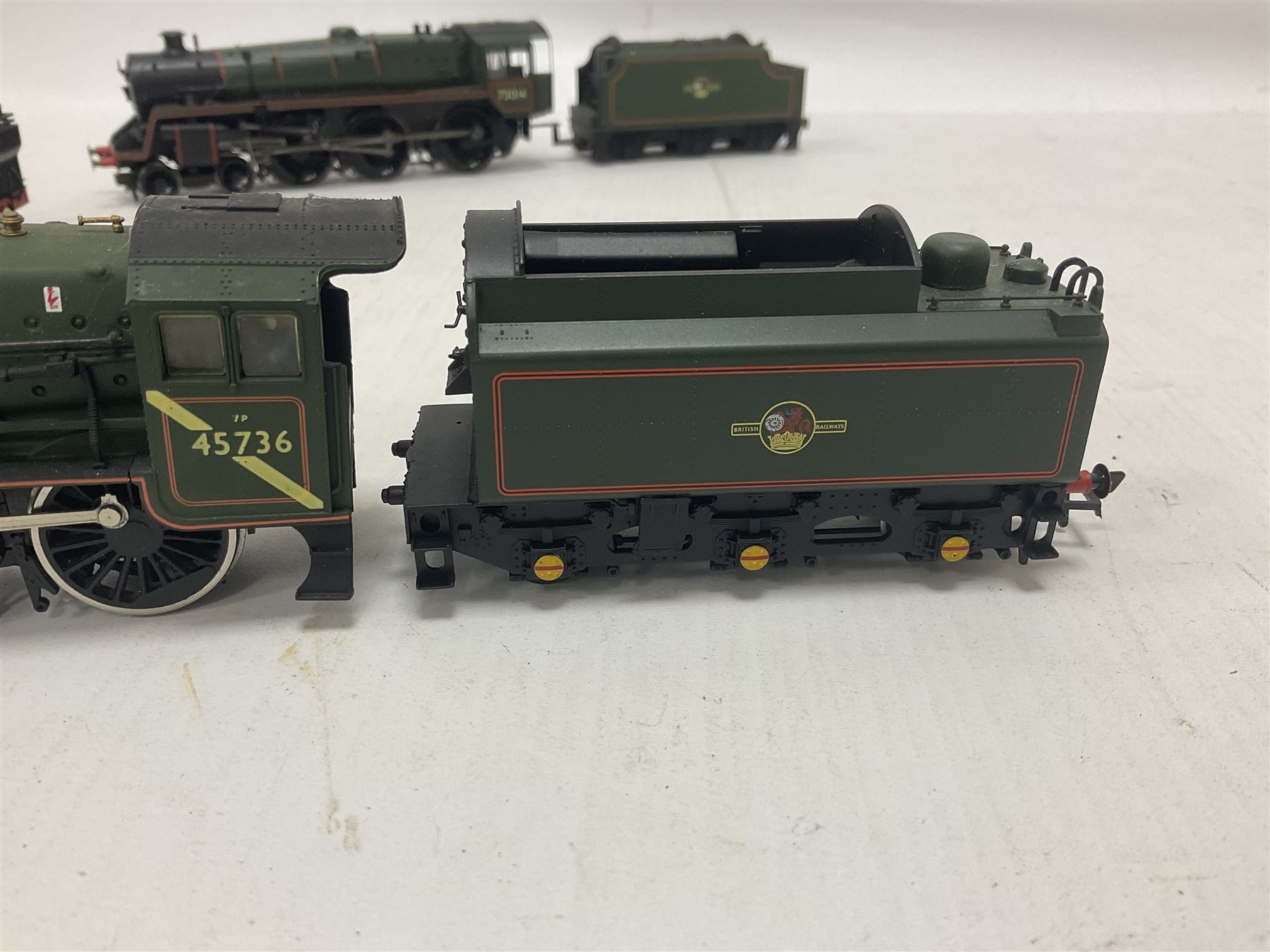 Bachmann ‘00’ gauge - six model steam locomotives comprising J72 Class 0-6-0 no.68723 in BR green; Class 3F 0-6-0 no.47310 in BR black; Gresley V2 Class 2-6-2 locomotive and tender no.3650 in LNER black; Class B1 4-6-0 locomotive and tender no.1059 in LNER black; Jubilee 6P Class 4-6-0 ‘Phoenix’ locomotive and tender no.45736 in BR green; Standard Class 5 4-6-0 locomotive and tender no.73014 in BR green; without boxes (6) 