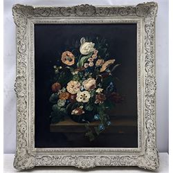 Dutch School (20th century): Still Life  of Flowers, oil on metal panel indistinctly signed 58cm x 49cm 