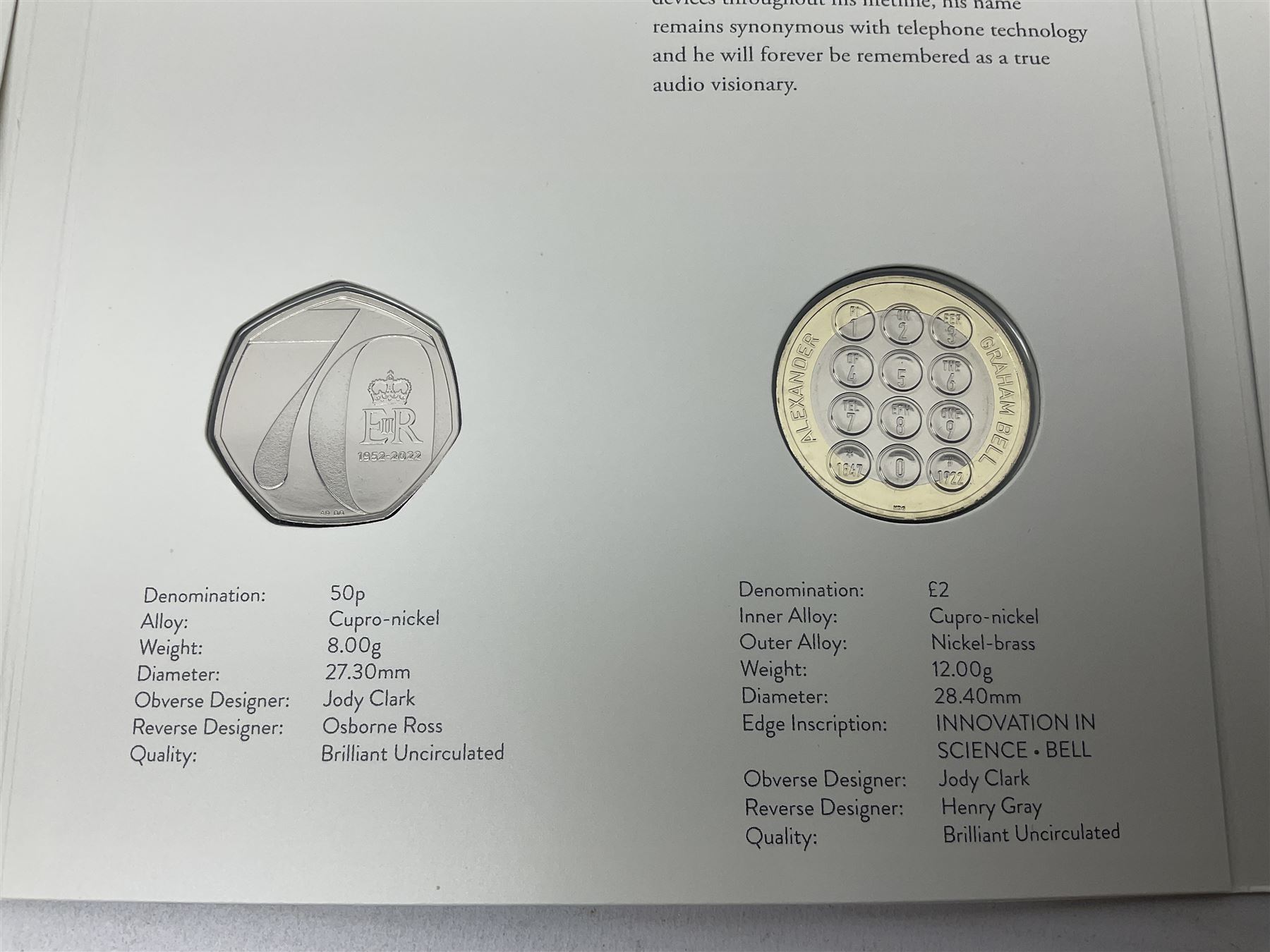 The Royal Mint United Kingdom 2022 brilliant uncirculated annual coin set, in card folder