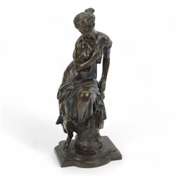 After Joseph Charles De Blezer, bronze figure modelled as a woman in neoclassical dress se...