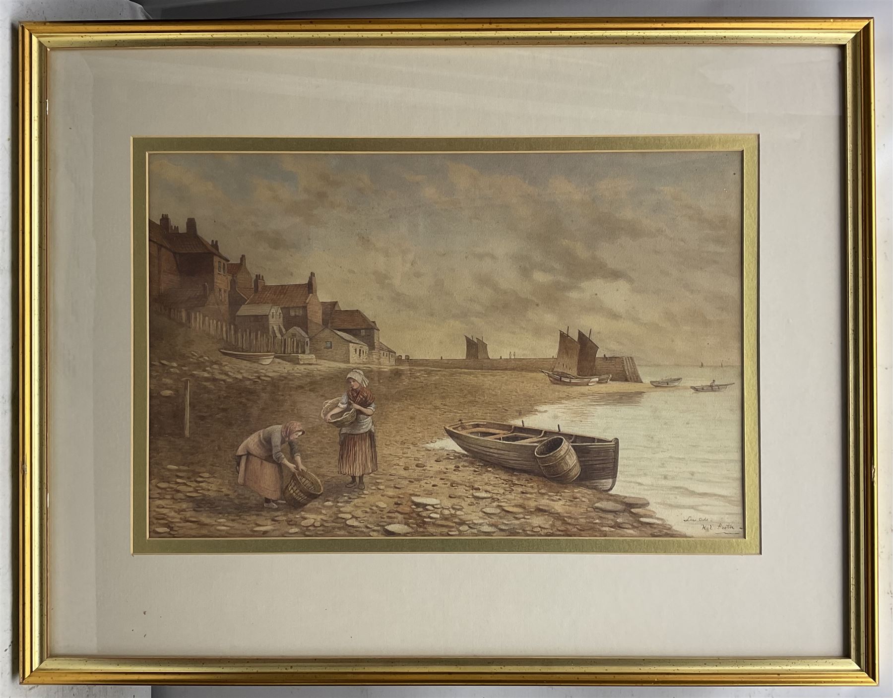 Kate E Booth (British fl.1850-1898): 'Low Tide', watercolour signed and titled 32cm x 49cm