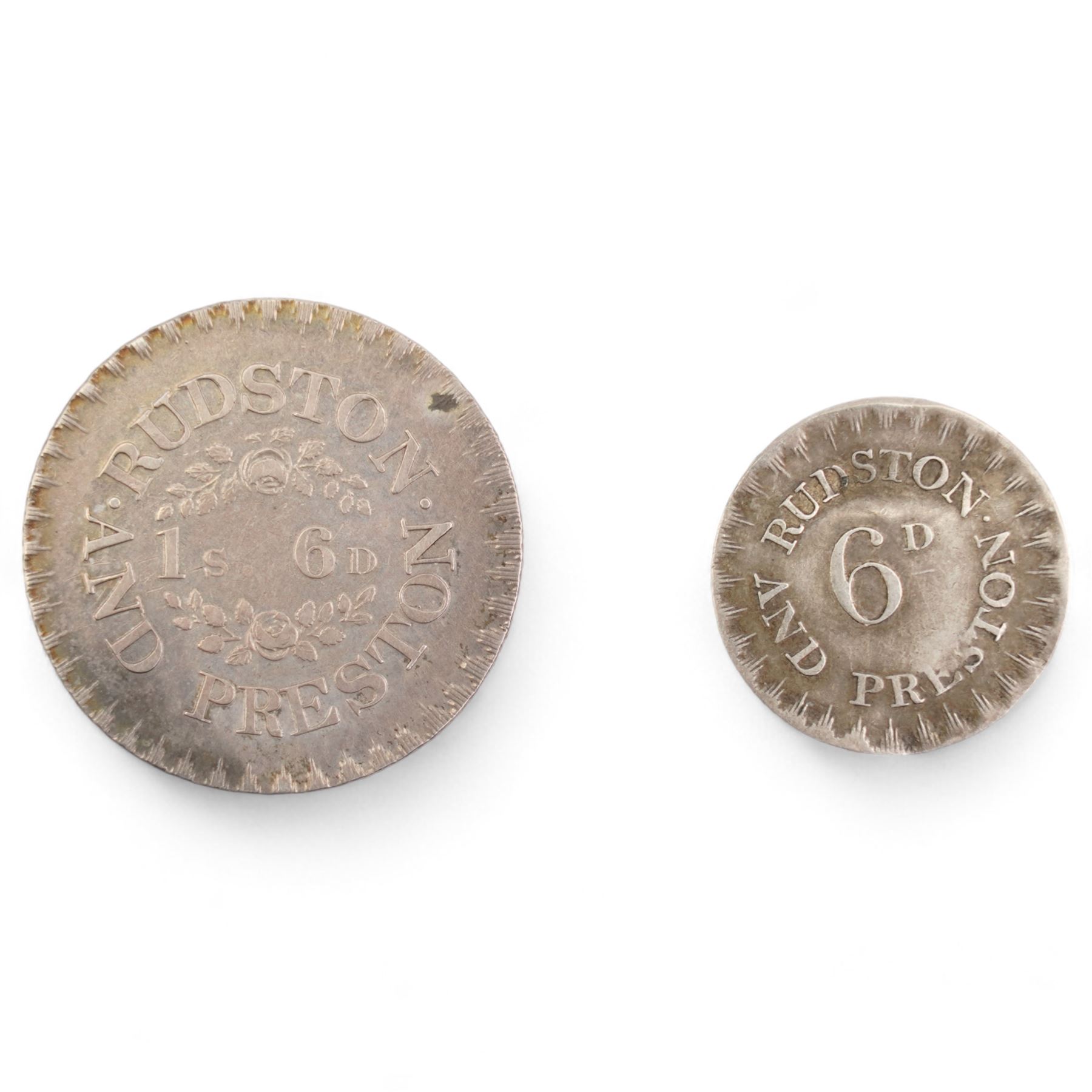 Hull Preston and Rudston 1811 one shilling sixpence silver token and 1811 sixpence silver token (2)