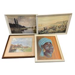 Collection of James Lishman (British 1931-2024) oils and watercolours in two boxes, with various landscape and maritime themes (approx. 42)