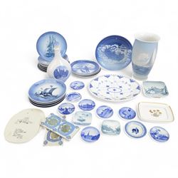 Collection of Royal Copenhagen and similar Danish ceramics, including baluster form vase w...