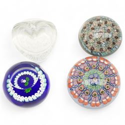 Four paperweights, to include millefiori and Caithness examples (4)