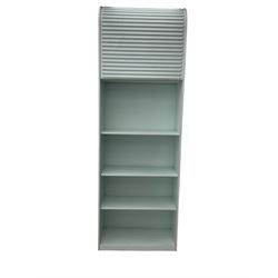 Aldo van den Nieuwelaar (1944-2010) for Pastoe - 'A'dammer' ribbed roller shutter cabinet, the interior fitted with shelves, in pale pastel baby blue finish 