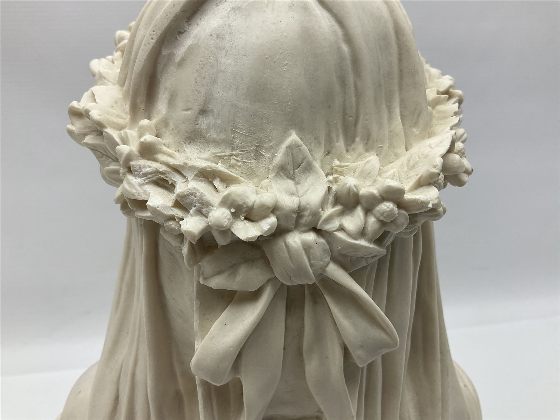 After Antonio Frilli, bust of A Veiled Bride signed A Filli, Firenze, Italy beneath, H34cm 