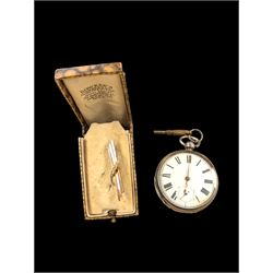 Early 20th century 9ct gold seed pearl brooch and a Victorian silver open face pocket watch by Waltham Mass, Birmingham 1887