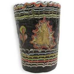 Hellenistic glass beaker, probably Egyptian, 300-500BC, with trailing coloured and gilt fi...