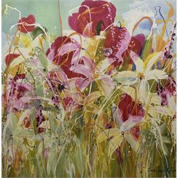 After Claire Hooper (British 1978): Summer Blooms, print 100cm x 100cm 