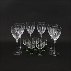 Set of six Louise Kennedy wine glasses, together with a set of five beehive stemmed glasses, Louise Kennedy H24cm 