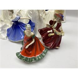 Large collection of Royal Doulton figures, including Ninette HN4717, Sara HN4720, Georgia HN5188, Joy HN3875 etc 