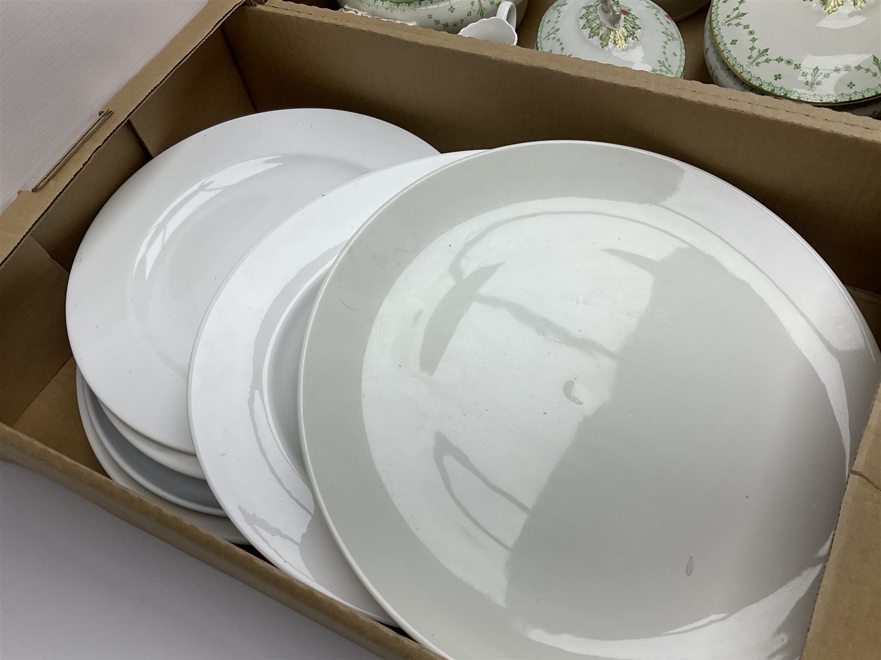 Collection of tea and dinnerwares to include Wedgwood Campion, etc in five boxes 