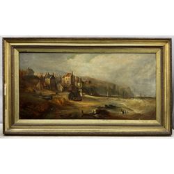 English School (19th century): 'Robin Hood's Bay', oil on canvas unsigned, titled and indistinctly inscribed verso 43cm x 89cm