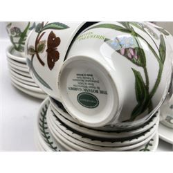 Portmeirion Botanical Garden tea and dinner wares, to include coffee pot, coffee press, teapot, eight coffee cans and saucers, ten teacups and saucers of various sizes, six herb jars, four dinner plates, various serving dishes etc (70) 