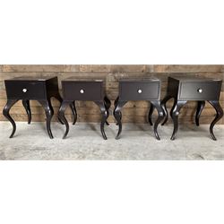 4 x rosewood bedside tables, and a two drawer console table